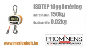 ISDTEP függőmérleg, függeszthető mérleg, darumérleg 150kg/0,02kg