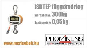 ISDTEP függőmérleg, függeszthető mérleg, darumérleg 300kg/0,05kg